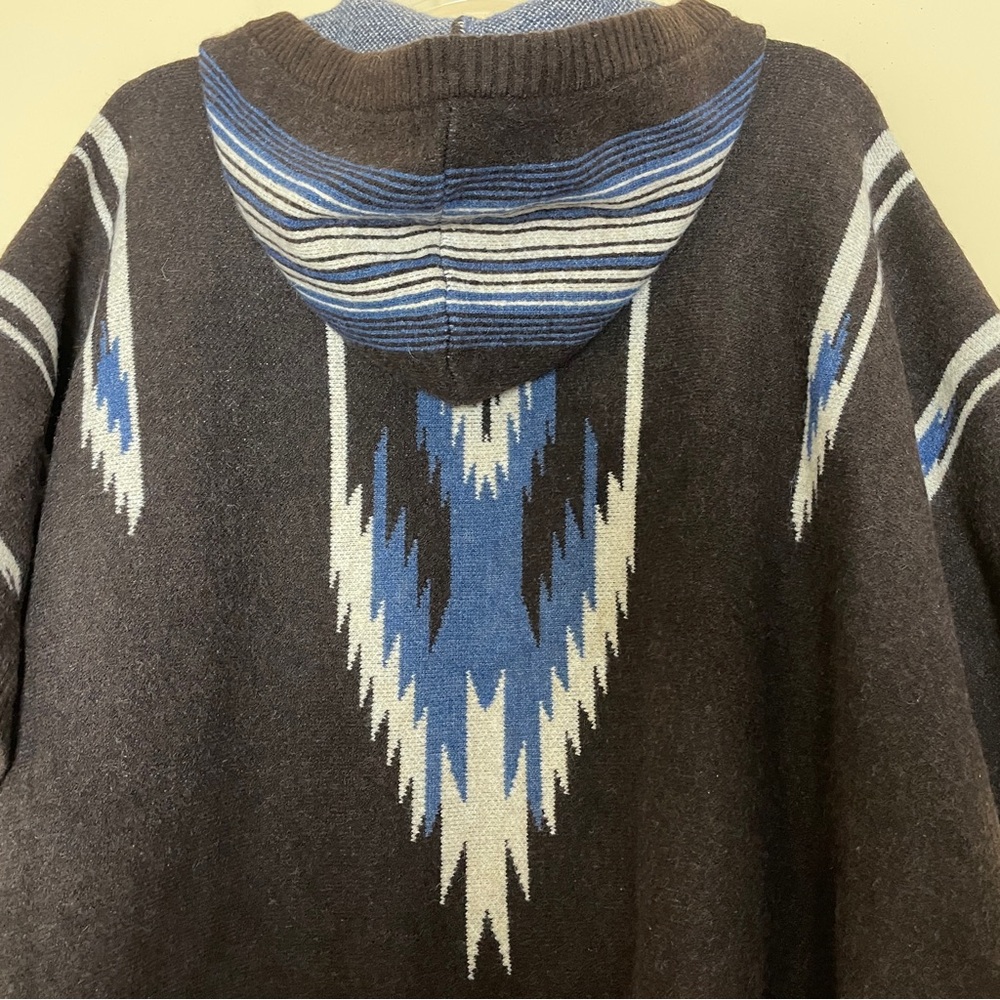 Ariat Chimayo Western Aztec Hooded Sweater Poncho L-XL Wool Blend - Picture 12 of 16